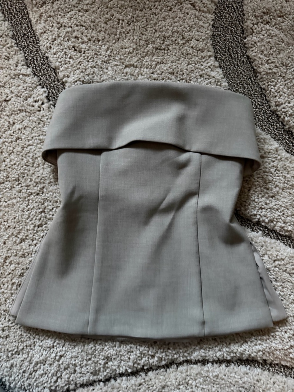 Artizia Strapless Fold-Over Bustier Top in Light Taupe